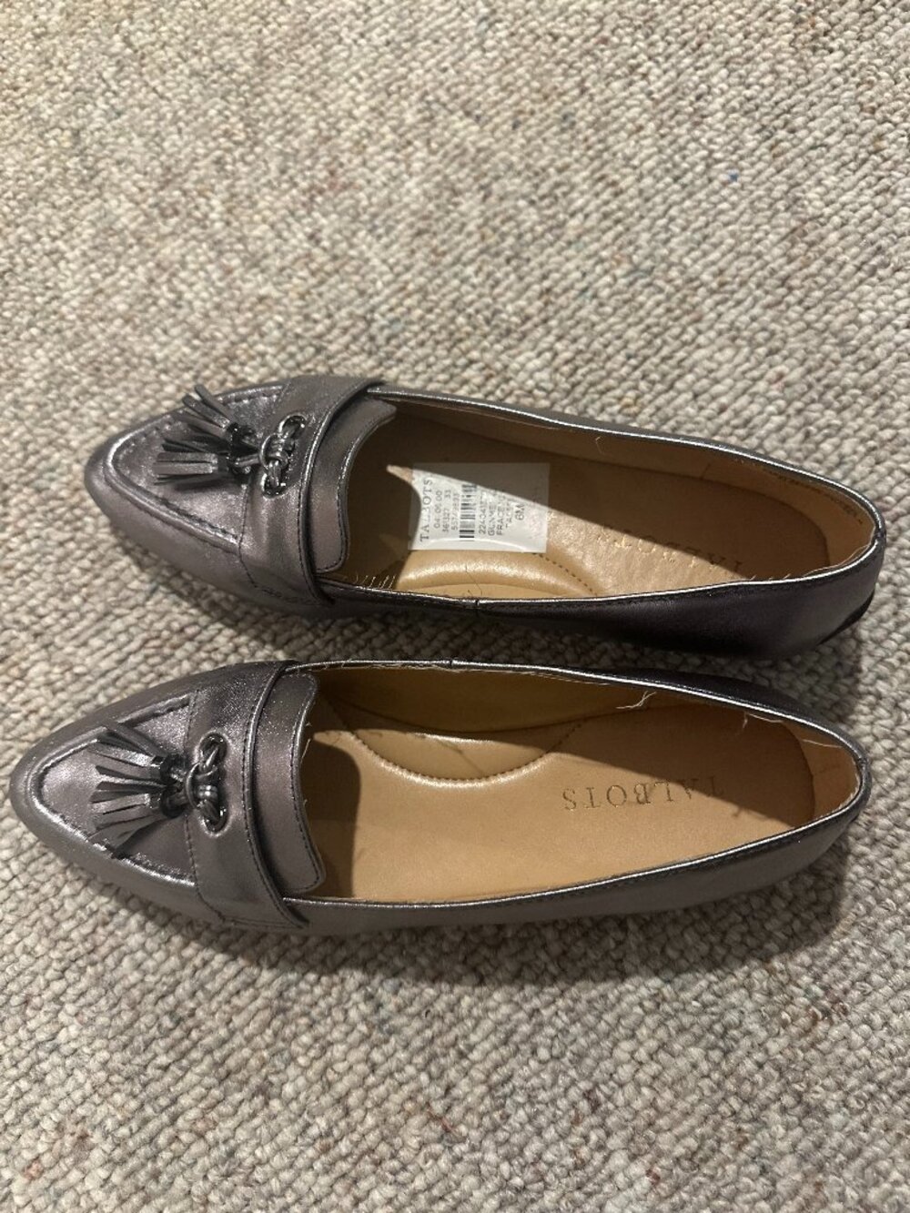 Talbots Dark Silver Flats Women’s Size 6 Metallic Ballet Flats Worn Once